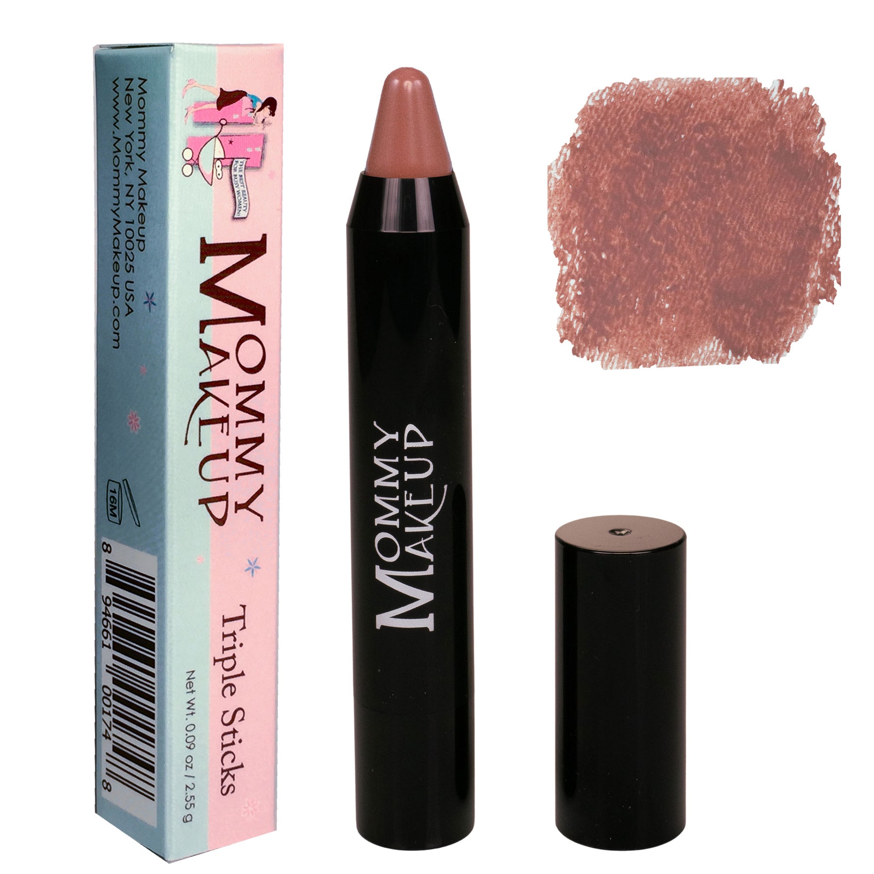 Triple Sticks Lipstick, Cream Blush, and Treatment All-In-One in Bare Babe - A natural beige with a hint of warm pink by Mommy Makeup