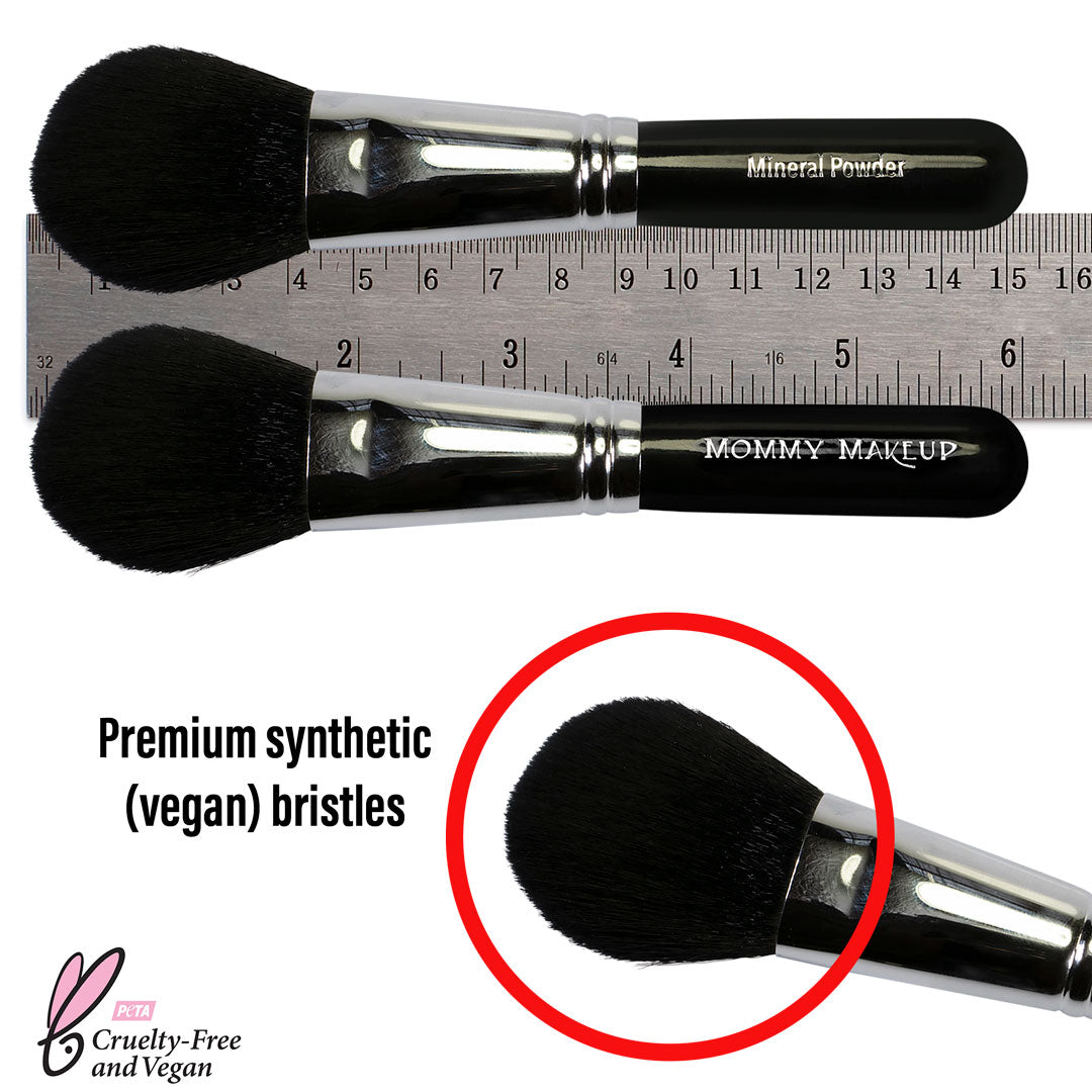 Mineral Powder Brush - Makeup Tools > Makeup Brushes - Mommy Makeup | Vegan - Premium Synthetic Bristles Cruelty free (no animal testing)