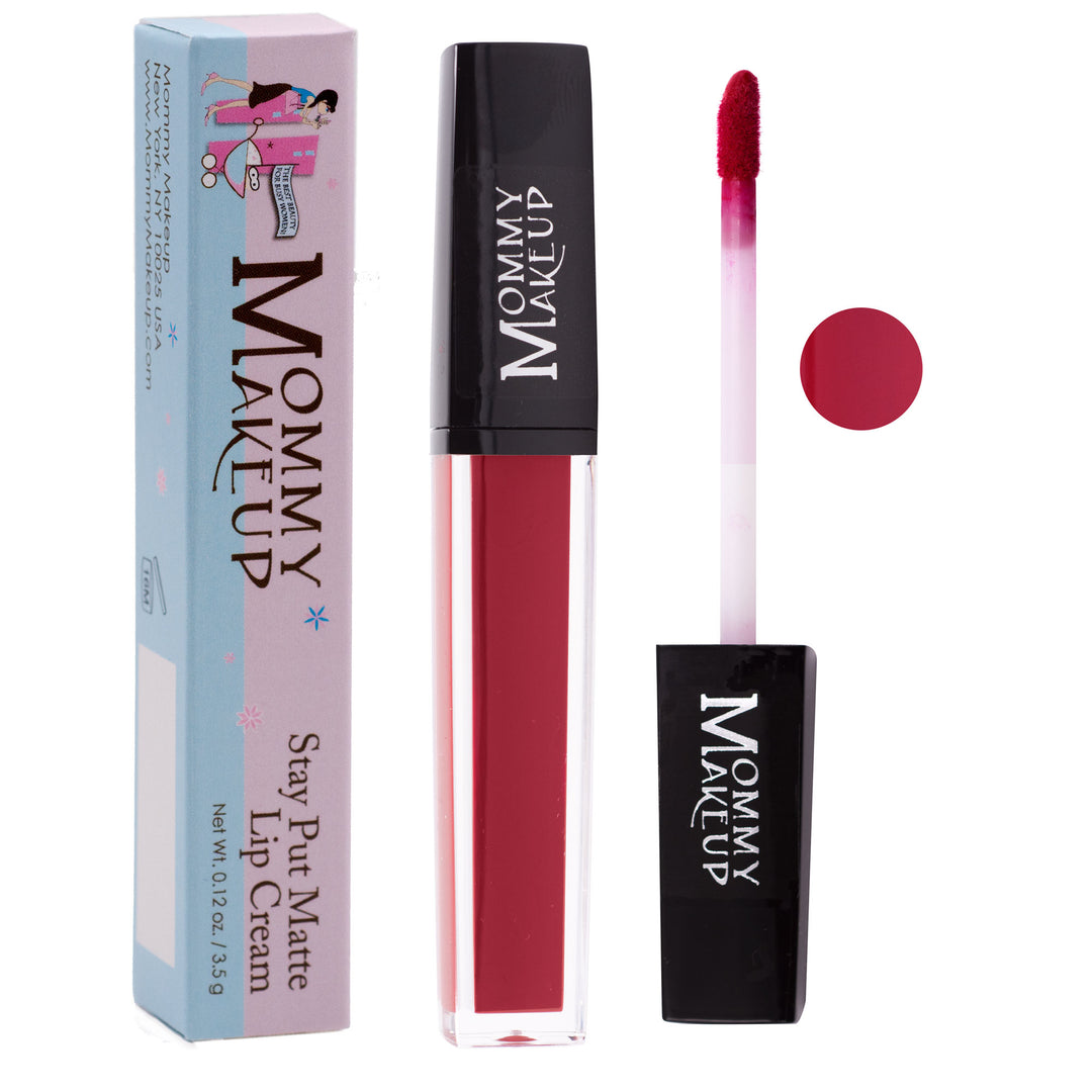 Stay Put Matte Lip Cream KissProof Lipstick Miss Scarlett Mommy Makeup