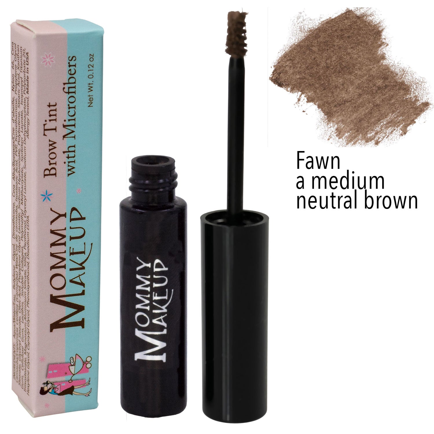 Brow Tint with Microfibers - Fawn by Mommy Makeup for a balanced and bright eye! Tinted Eyebrow Gel. Clump-free, paraben-free, talc free, allergy tested, PETA certified cruelty free.