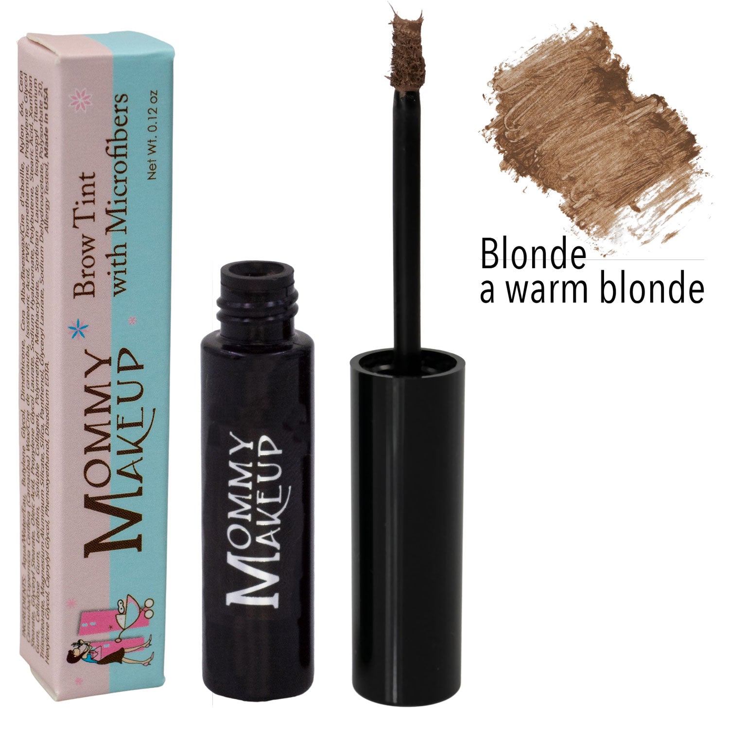 Brow Tint with Microfibers - Blonde by Mommy Makeup for a balanced and bright eye! Tinted Eyebrow Gel. Clump-free, paraben-free, talc free, allergy tested, PETA certified cruelty free. 