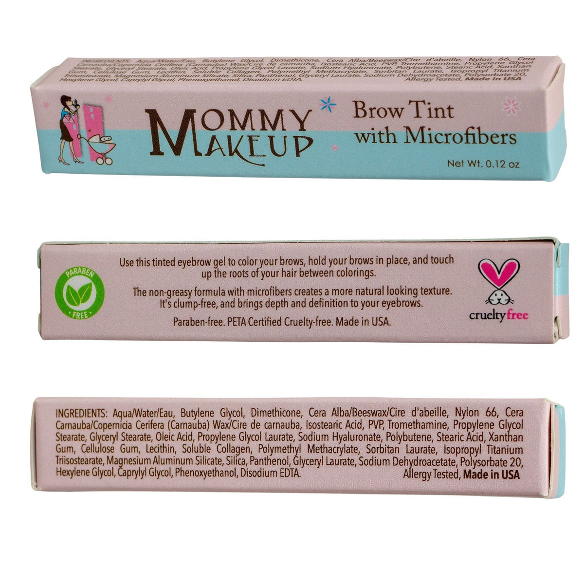 Clump-free, paraben-free, talc free, allergy tested, PETA certified cruelty free Brow Tint with Microfibers 
