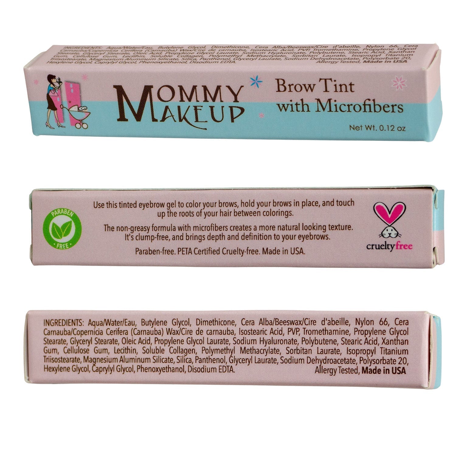 Clump-free, paraben-free, talc free, allergy tested, PETA certified cruelty free Brow Tint with Microfibers 