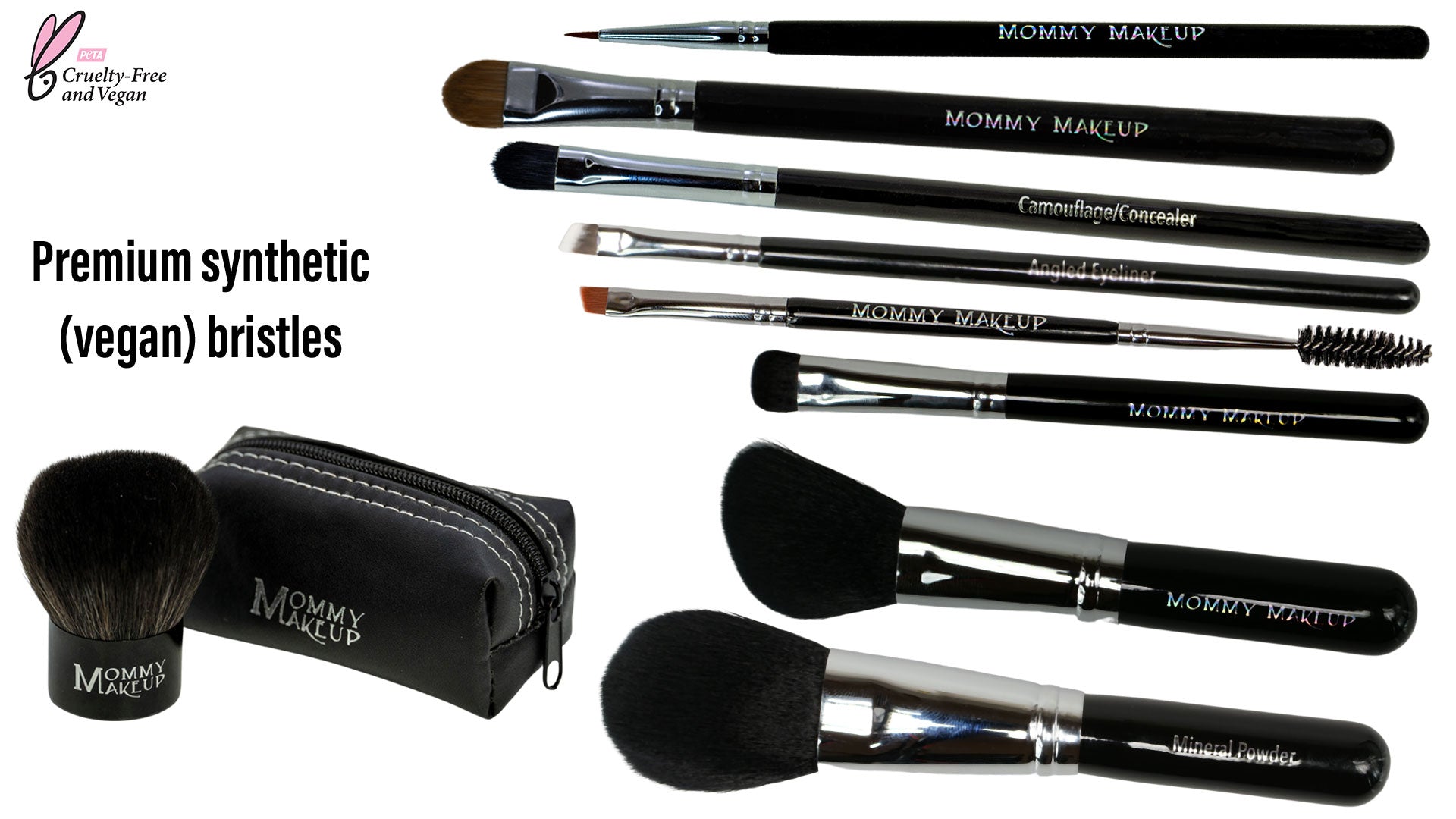 Vegan Makeup Brushes cruelty-free, no animal testing, artist quality, premium hand-cut