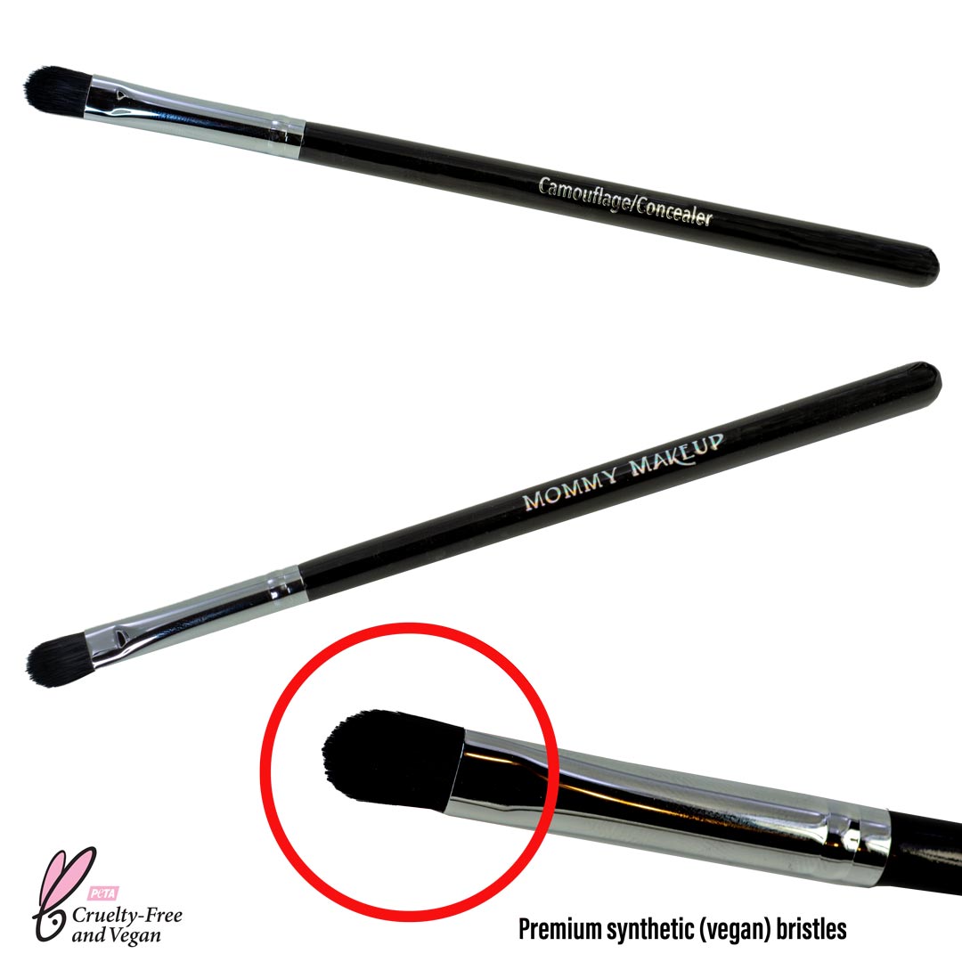 Conceal your lid, under eye area and any imperfections on the face with this perfectly sized and shaped brush. Premium synthetic (vegan) bristles. Short handled. Hand cut.  Certified Cruelty free. 