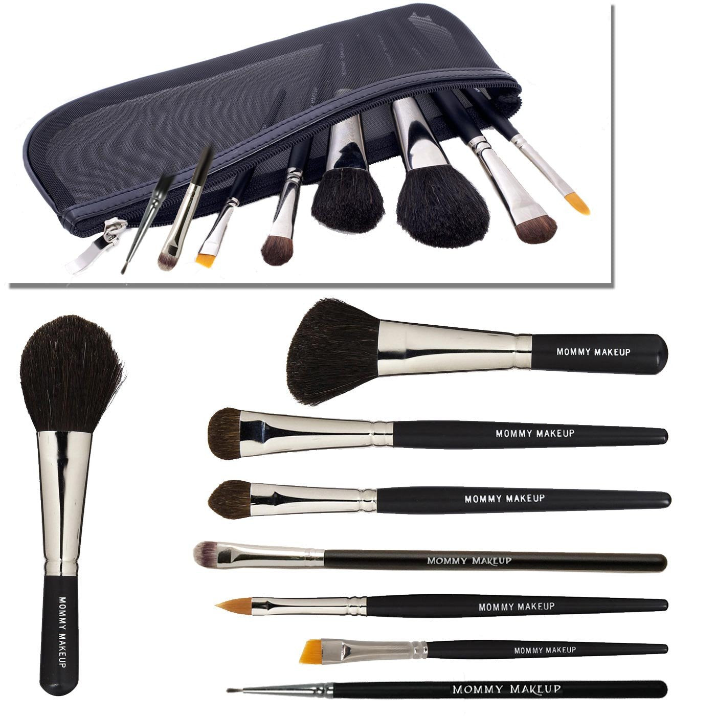 Hand cut, cruelty free, made in USA and have short handles and are of makeup artist quality Makeup Brush Kit #Makep_Brush_Kit #Chic_Mom_Brush_Kit 
