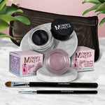 5 piece waterproof eye makeup set. Eyeliner, Eye shadow, brushes. Allergy tested, cruelty free. Made in USA. Elsa - A Pale Shimmering Lilac and Black Beauty - Pure black