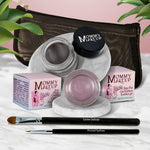 5 piece waterproof eye makeup set. Eyeliner, Eye shadow, brushes. Allergy tested, cruelty free. Made in USA. Elsa - A Pale Shimmering Lilac and Chocolate Kiss - Deep brown/black
