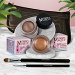 5 piece waterproof eye makeup set. Eyeliner, Eye shadow, brushes. Allergy tested, cruelty free. Made in USA. Golden Caramel - A Caramel Brown with Golden Shimmer and Chocolate Sizzle - Milk chocolate brown with golden shimmer and golden flecks