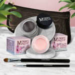 5 piece waterproof eye makeup set. Eyeliner, Eye shadow, brushes. Allergy tested, cruelty free. Made in USA. Cameo - a light nude pink and Chocolate Kiss - Deep brown/black
