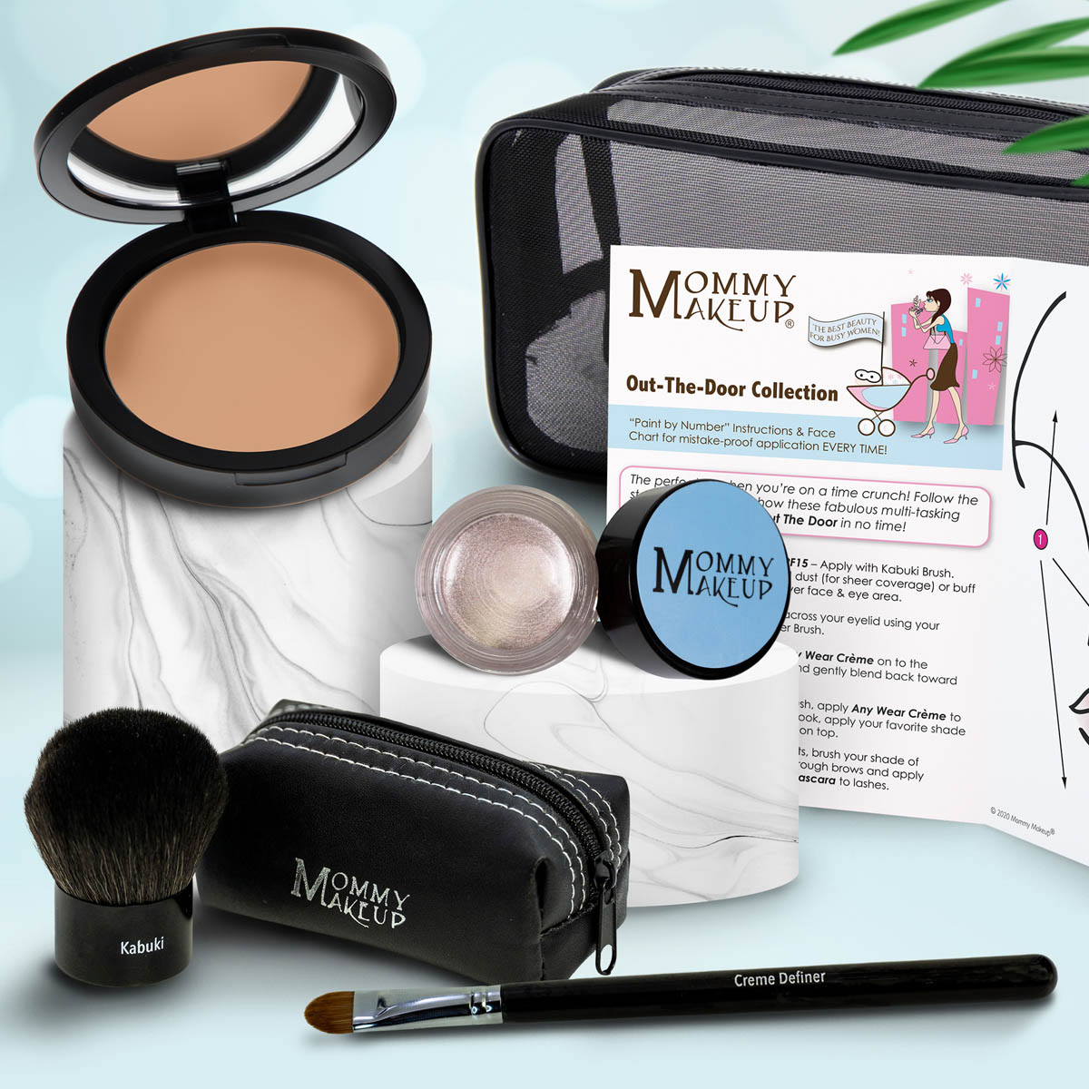 This fabulous yet simple multi-tasking mineral makeup kit will give you a sophisticated look and get you out-the-door in no time! Talc-free, paraben-free, NO Animal Testing.