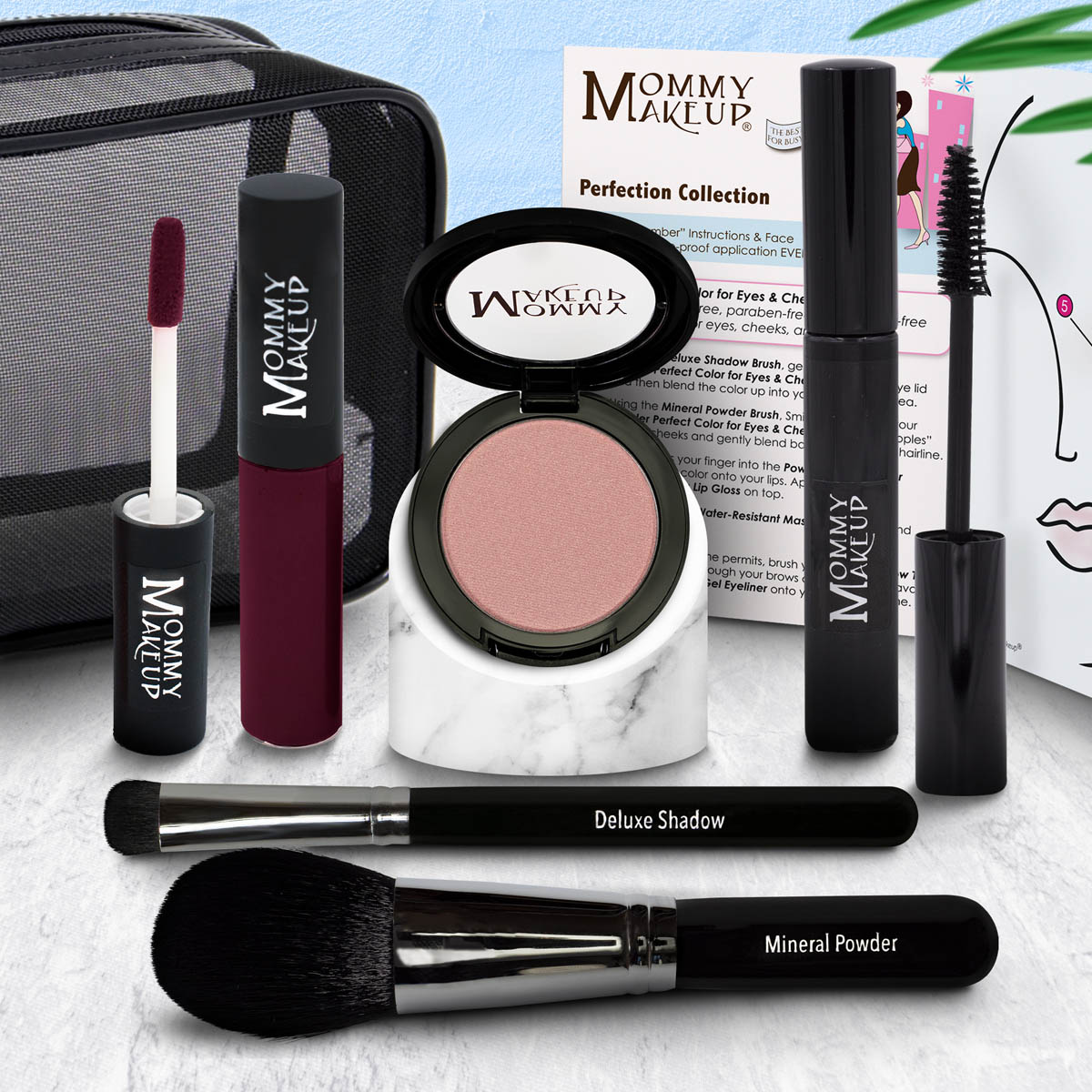 This 6 piece makeup kit is perfect for a quick, ultra easy, radiant look! A fabulous travel-friendly, multi-tasking makeup kit will give you a fresh glowing look that is super simple to apply. Select your own colors!