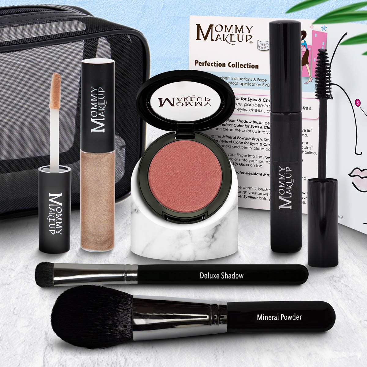 This 6 piece makeup kit is perfect for a quick, ultra easy, radiant look! A fabulous travel-friendly, multi-tasking makeup kit will give you a fresh glowing look that is super simple to apply. Select your own colors!